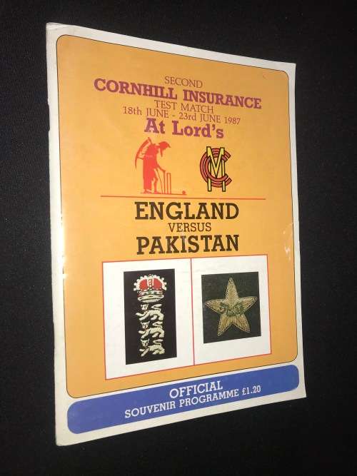 ENGLAND VERSUS PAKISTAN AT LORD`S TEST MATCH 18 JUNE - 23 JUNE 1987  OFFICIAL PROGRAMME