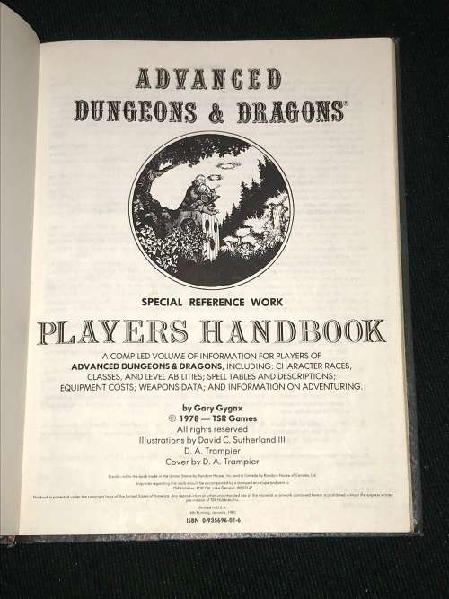 ADVANCED DUNGEONS & DRAGONS PLAYERS HANDBOOK BY GARY GYGAX