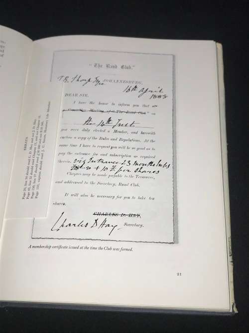 THE STORY OF THE RAND CLUB BY RENE DE VILLIERS AND S. BROOKE- NORRIS