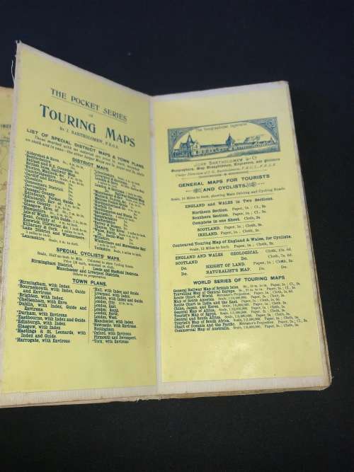 Bartholomew's New Reduced Survey Map for Tourists & Cyclists on Cloth
