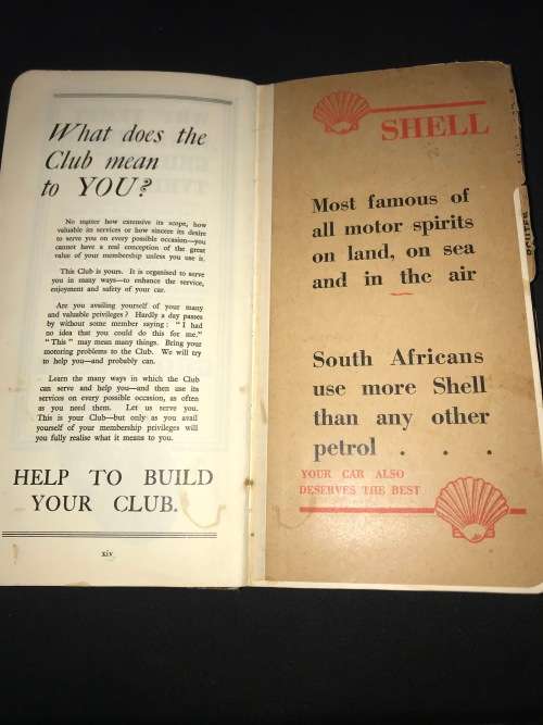 ROYAL AUTOMOBILE CLUB OF SOUTH AFRICA ROUTE BOOK EIGHTH EDITION 1936