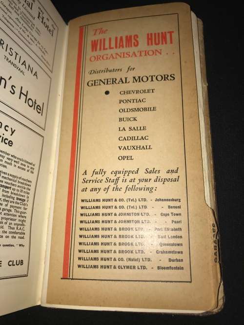 ROYAL AUTOMOBILE CLUB OF SOUTH AFRICA ROUTE BOOK EIGHTH EDITION 1936