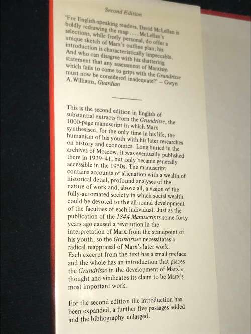 MARX`S GRUNDRISSE SELECTED AND EDITED BY DAVID MCLELLAN