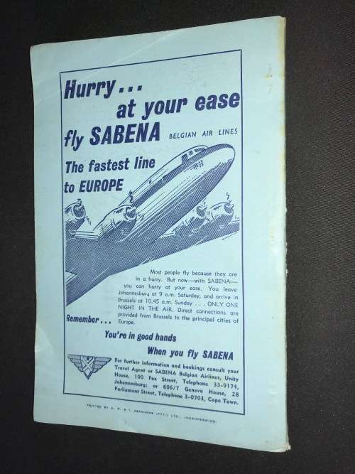 1952 THE AIR TRAVEL HANDBOOK FOR SOUTHERN AFRICA WITH COMPLIMENTS OF SOUTH AFRICAN AIRWAYS