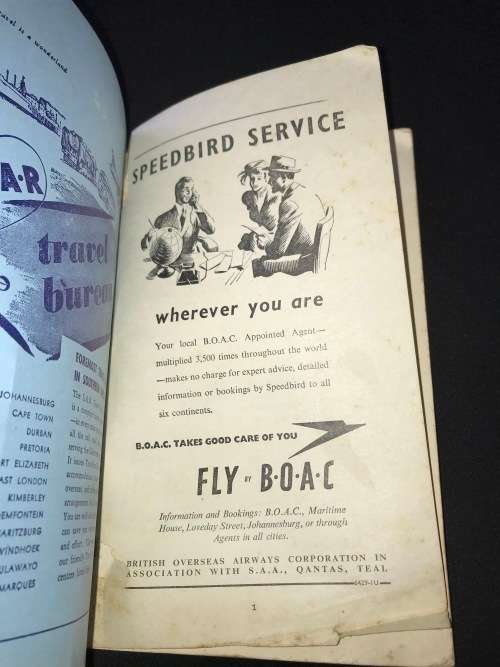 1952 THE AIR TRAVEL HANDBOOK FOR SOUTHERN AFRICA WITH COMPLIMENTS OF SOUTH AFRICAN AIRWAYS