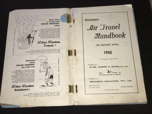 1952 THE AIR TRAVEL HANDBOOK FOR SOUTHERN AFRICA WITH COMPLIMENTS OF SOUTH AFRICAN AIRWAYS