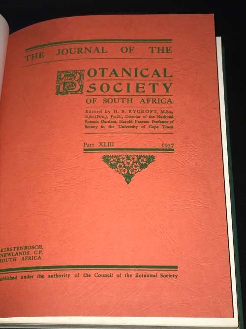 JOURNAL OF THE BOTANICAL SOCIETY OF SOUTH AFRICA 1957 - 1962