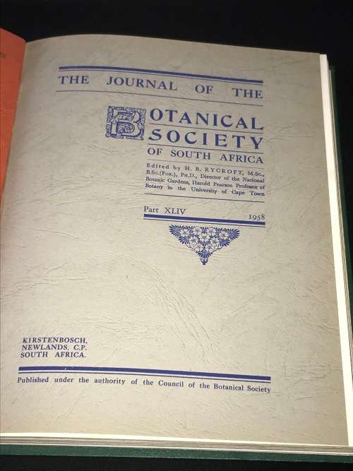 JOURNAL OF THE BOTANICAL SOCIETY OF SOUTH AFRICA 1957 - 1962