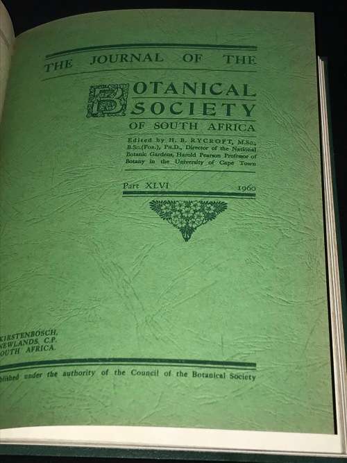 JOURNAL OF THE BOTANICAL SOCIETY OF SOUTH AFRICA 1957 - 1962