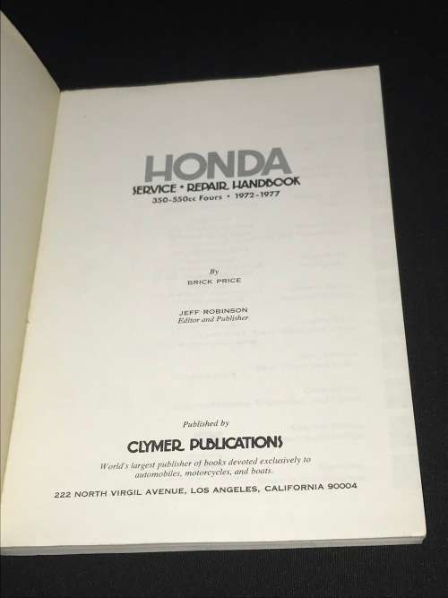 HONDA SERVICE - REPAIR - HANDBOOK 350 - 550 CC FOURS 1972 - 1977 CLYMER PUBLICATIONS