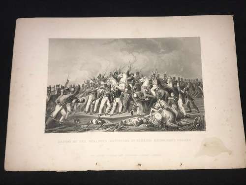 ORIGINAL ANTIQUE 1800'S PRINT OF THE DEFEAT OF THE SEALKOTE MUTINEERS BY GENERAL NICHOLSON INDIA