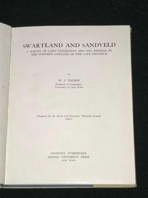 SWARTLAND AND SANDVELD BY W.J. TALBOT