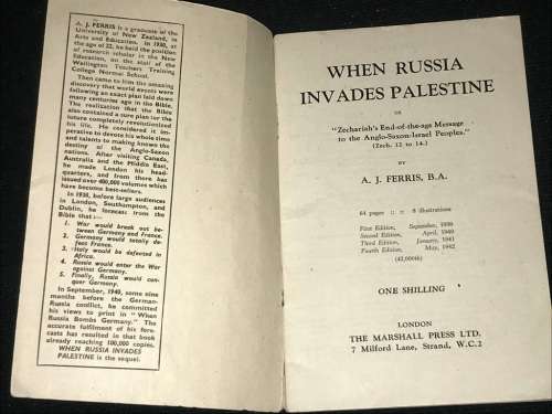 WHEN RUSSIA INVADES PALESTINE BY A.J. FERRIS FOURTH EDITION