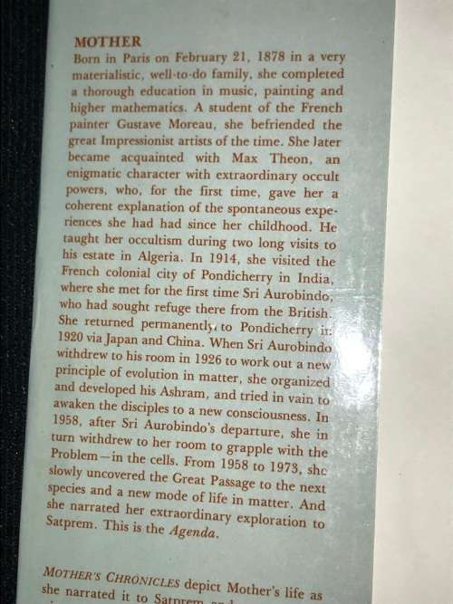 MOTHER`S CHRONICLES BOOK ONE MIRRA BY SUJATA NAHAR