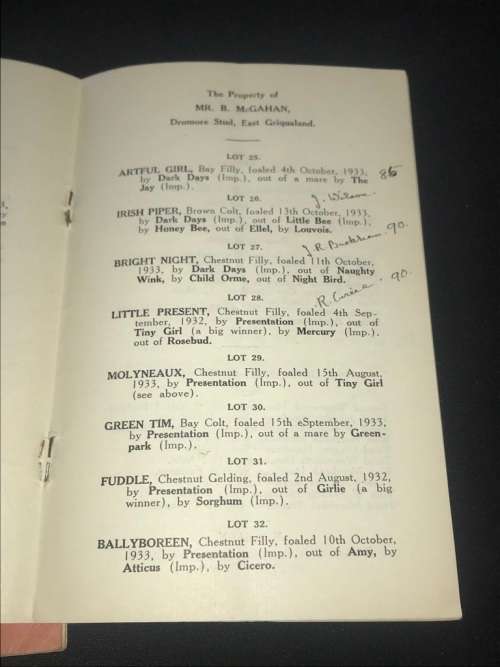 VINTAGE SALE OF THOROUGHBRED YEARLINGS DURBAN / WESTERN PROVINCE 1930'S CATALOGUES