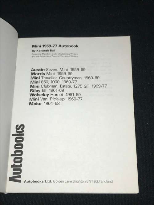 AUTOBOOKS MINI OWNERS WORKSHOP MANUAL BY KENNETH BALL