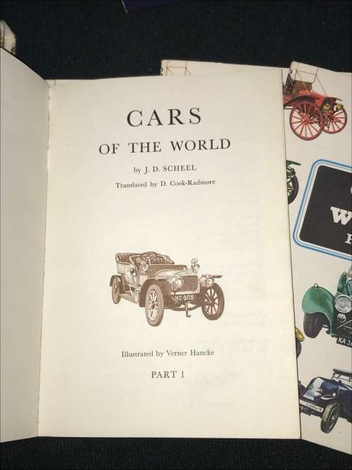 CARS OF THE WORLD BY J.D. SCHEEL 4 BOOKS IN SLIPCASE