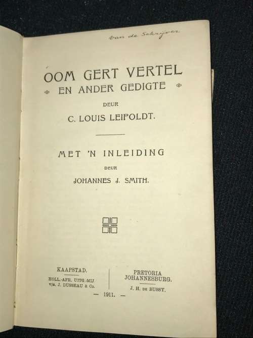 OOM GERT VERTEL EN ANDERE GEDIGTE DEUR C. LOUIS LEIPOLDT 1911