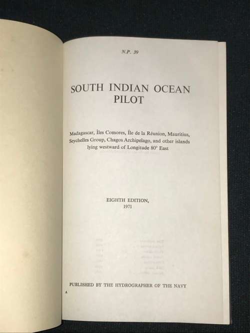 SOUTH INDIAN OCEAN PILOT EIGTH EDITION 1971