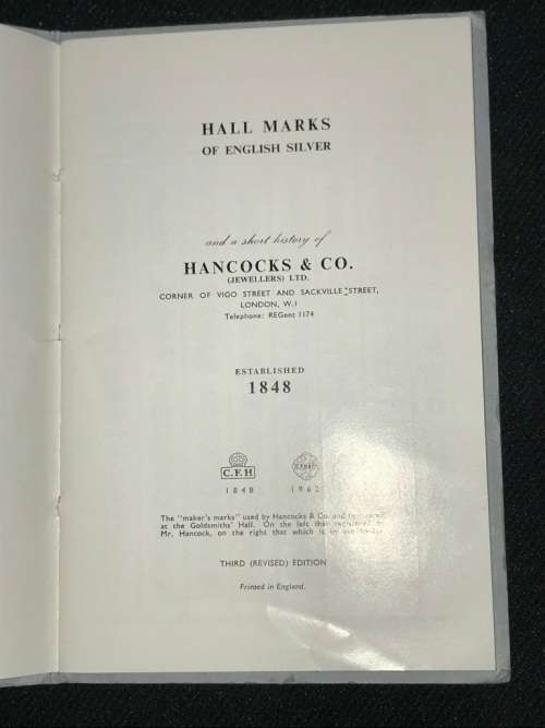 HALL MARKS OF ENGLISH SILVER  - HANCOCKS & CO