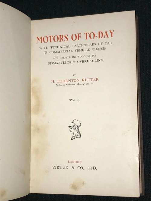 MOTORS OF TODAY BY H. THORNTON RUTTER 5 VOLUME SET