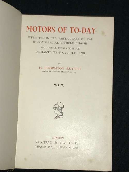 MOTORS OF TODAY BY H. THORNTON RUTTER 5 VOLUME SET
