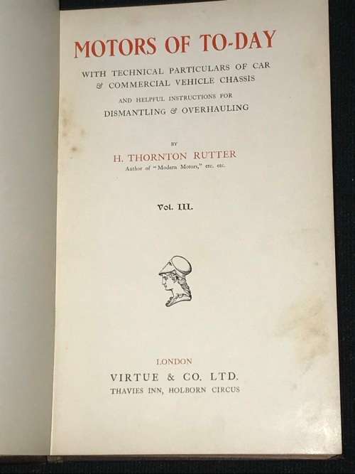 MOTORS OF TODAY BY H. THORNTON RUTTER 5 VOLUME SET