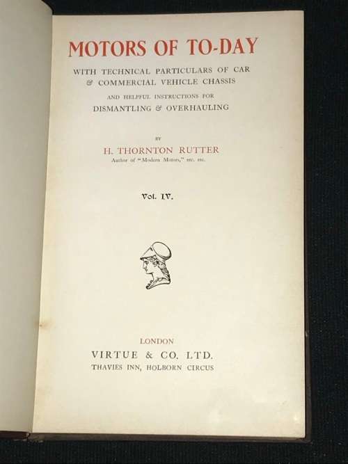 MOTORS OF TODAY BY H. THORNTON RUTTER 5 VOLUME SET