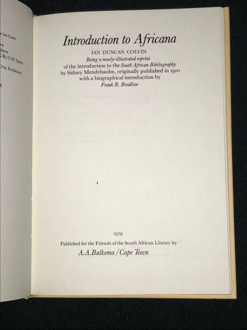 INTRODUCTION TO AFRICANA BY IAN D. COLVIN