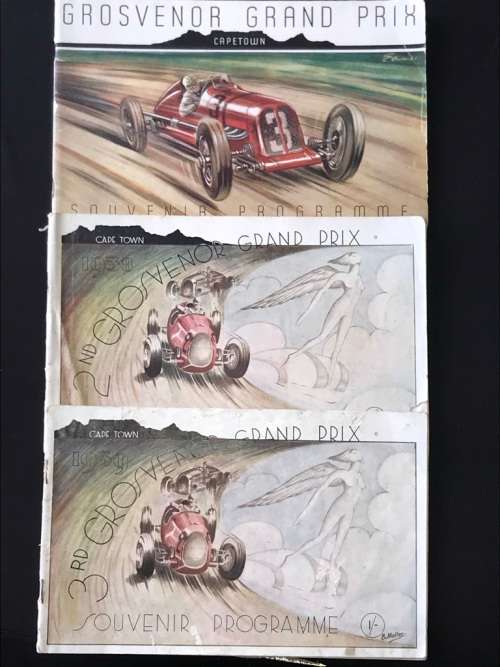 SCARCE GROSVENOR GRAND PRIX CAPE TOWN SOUVENIR PROGRAMMES 1937, 1938,1939
