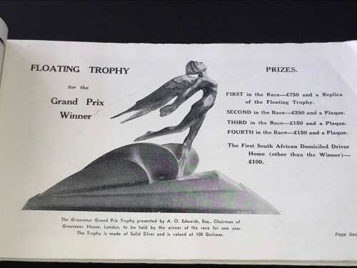 SCARCE GROSVENOR GRAND PRIX CAPE TOWN SOUVENIR PROGRAMMES 1937, 1938,1939