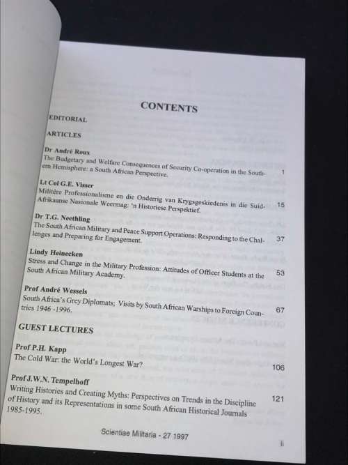 SCIENTIAE MILITARIA SOUTH AFRICAN JOURNAL OF MILITARY STUDIES VOLUME 27 1997
