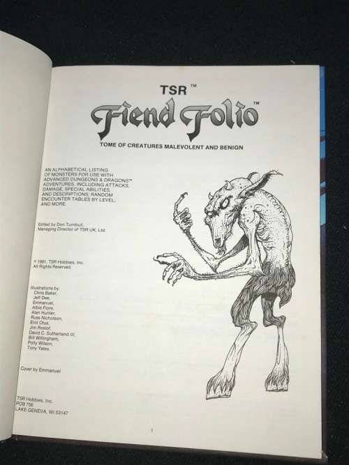DUNGEONS & DRAGONS TSR FIEND FOLIO TOME OF CREATURES MALEVOLENT AND BENIGN