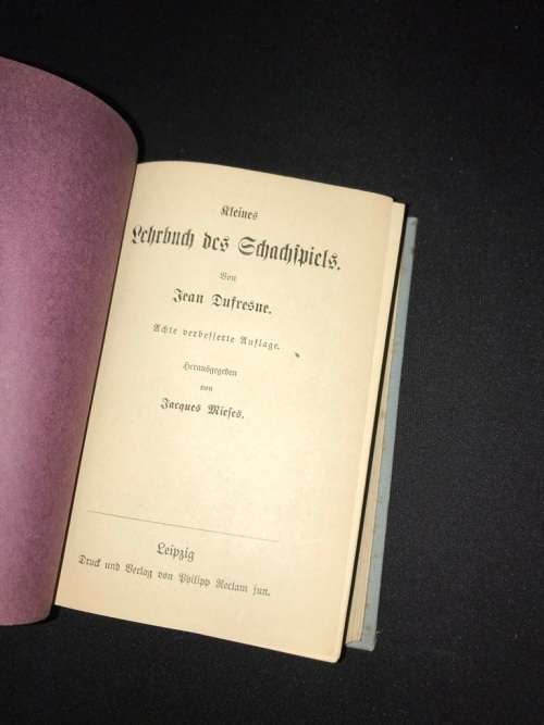 KLEINES LEHRBUCH DES SCHACHSPIELS VON JEAN DUFRESNE - ANTIQUE CHESS