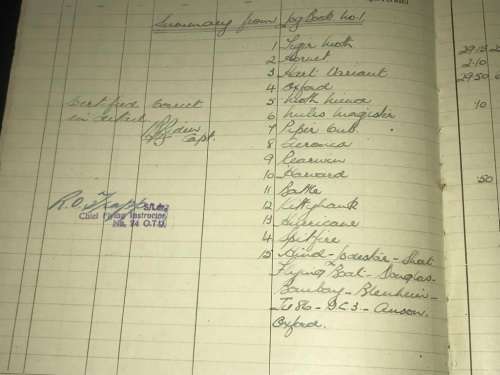 ROYAL AIR FORCE PILOTS FLYING LOG BOOK 1945