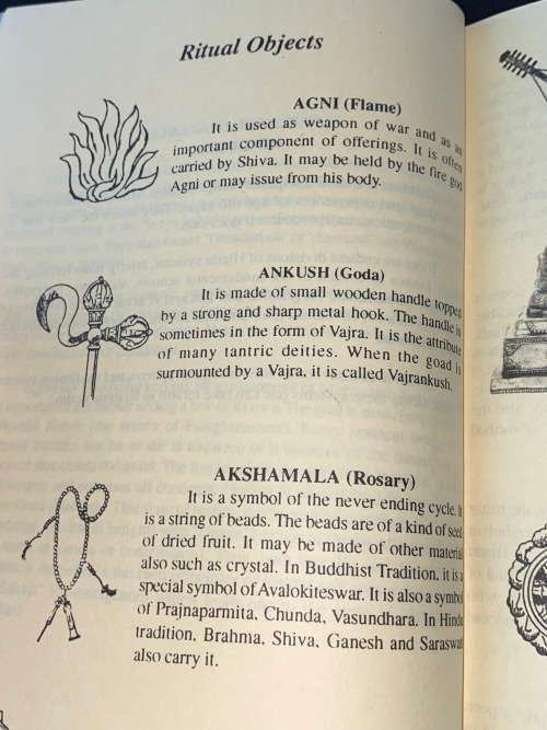 Short description of gods, goddesses and ritual objects of Buddhism and Hinduism in Nepal