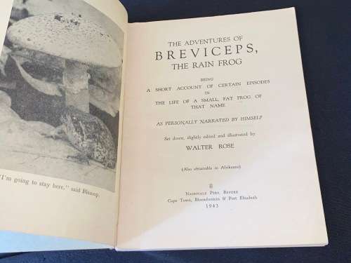 THE ADVENTURES OF BREVICEPS, THE RAIN FROG BY WALTER ROSE