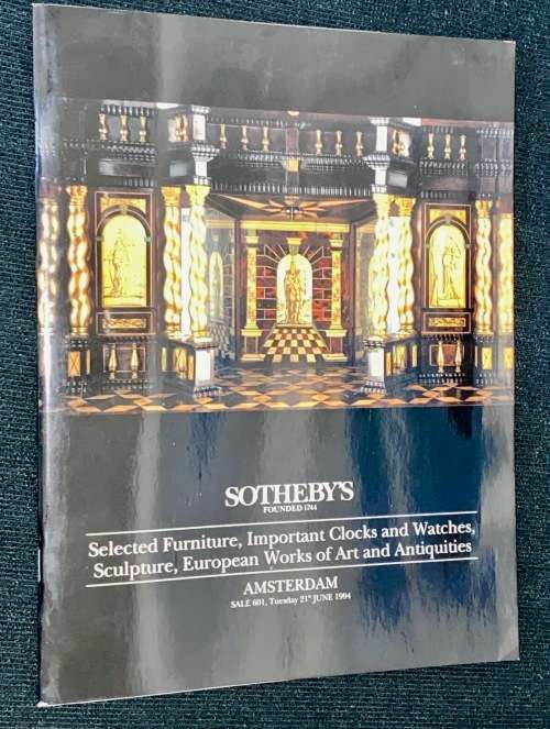 SOTHEBY`S CATALOGUE SELECTED FURNITURE, IMPORTANT CLOCKS AND WATCHES AMSTERDAM 1994