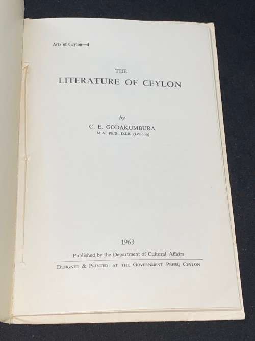 THE LITERATURE OF CEYLON BY C.E.  GODAKUMBURA
