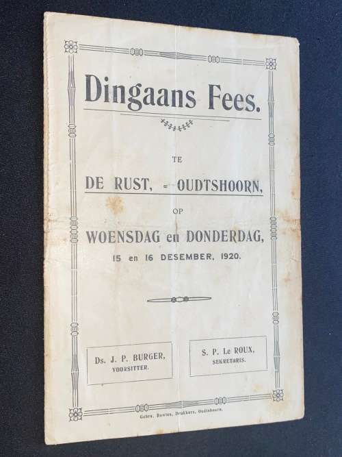 DINGAANS FEES OUDTSHOORN PROGRAM 1920