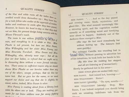 THE PLAYS OF J.M. BARRIE QUALITY STREET - A COMEDY