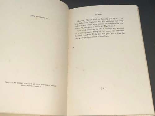 KENSINGTON GARDENS IN WAR-TIME BY HUMBERT WOLFE