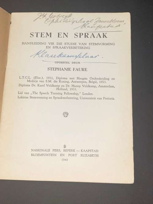 STEM EN SPRAAK - HANDLEIDING VIR DIE STUDIE VAN STEMVORMING EN SPRAAKVERBETERING - STEPHANIE FAURE