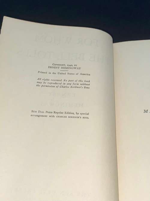 FOR WHOM THE BELL TOLLS BY ERNEST HEMINGWAY 1940