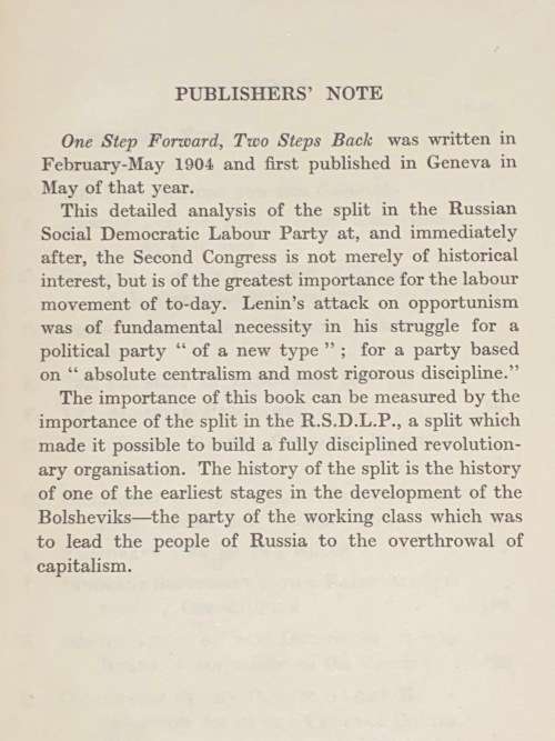 ONE STEP FORWARD, TWO STEPS BACK BY V.I. LENIN
