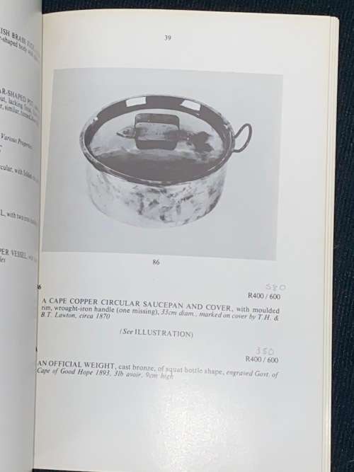 SOTHEBY`S CAPE TOWN 7 DECEMBER 1983 ANTIQUE CATALOGUE