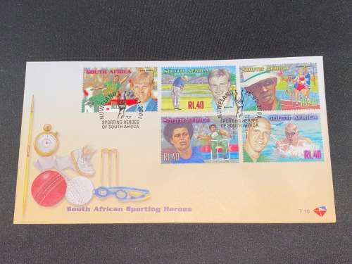 SOUTH AFRICAN SPORTING HEROES 7.10 AND 7.11  SOUTH AFRICA FDC NUWELAND 2001