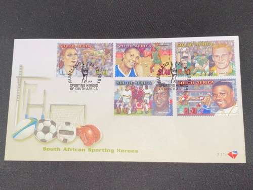 SOUTH AFRICAN SPORTING HEROES 7.10 AND 7.11  SOUTH AFRICA FDC NUWELAND 2001