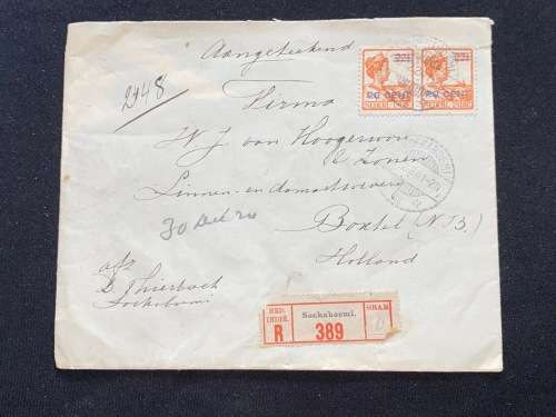 1921 NED.INDIE REGISTERED SOEKABOEMI COVER TO HOLLAND
