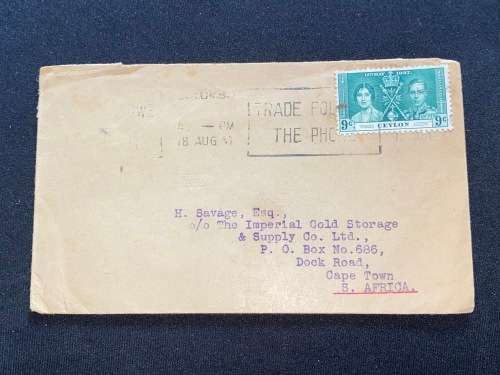 1937 CEYLON TO CAPE TOWN COVER